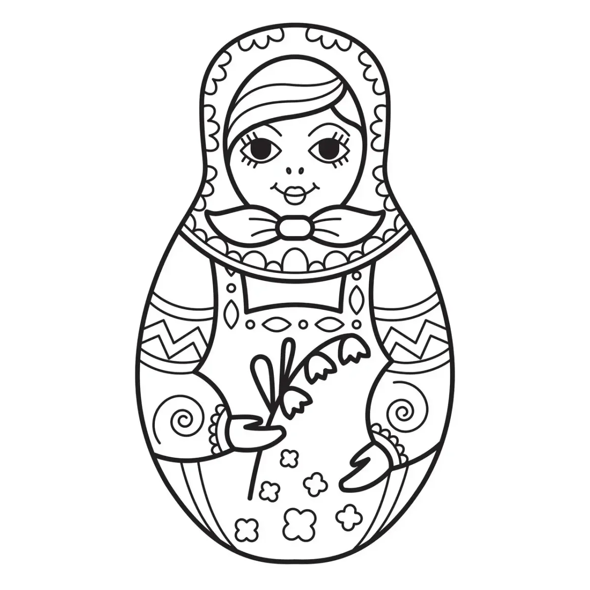 Раскраска матрёшка для детей 3-4 лет