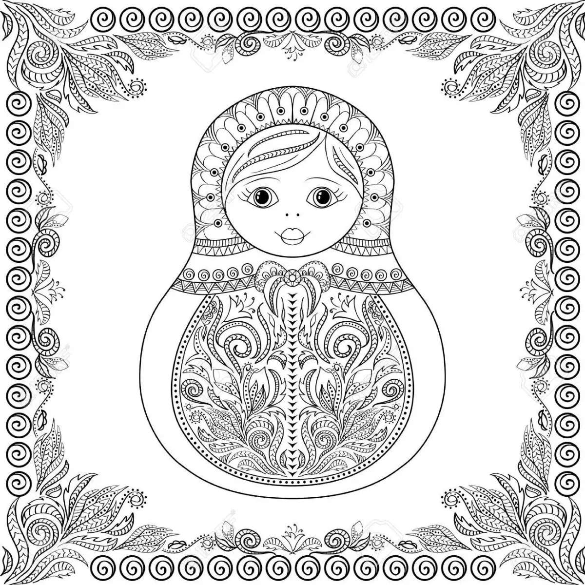 Матрешка вектор раскраска