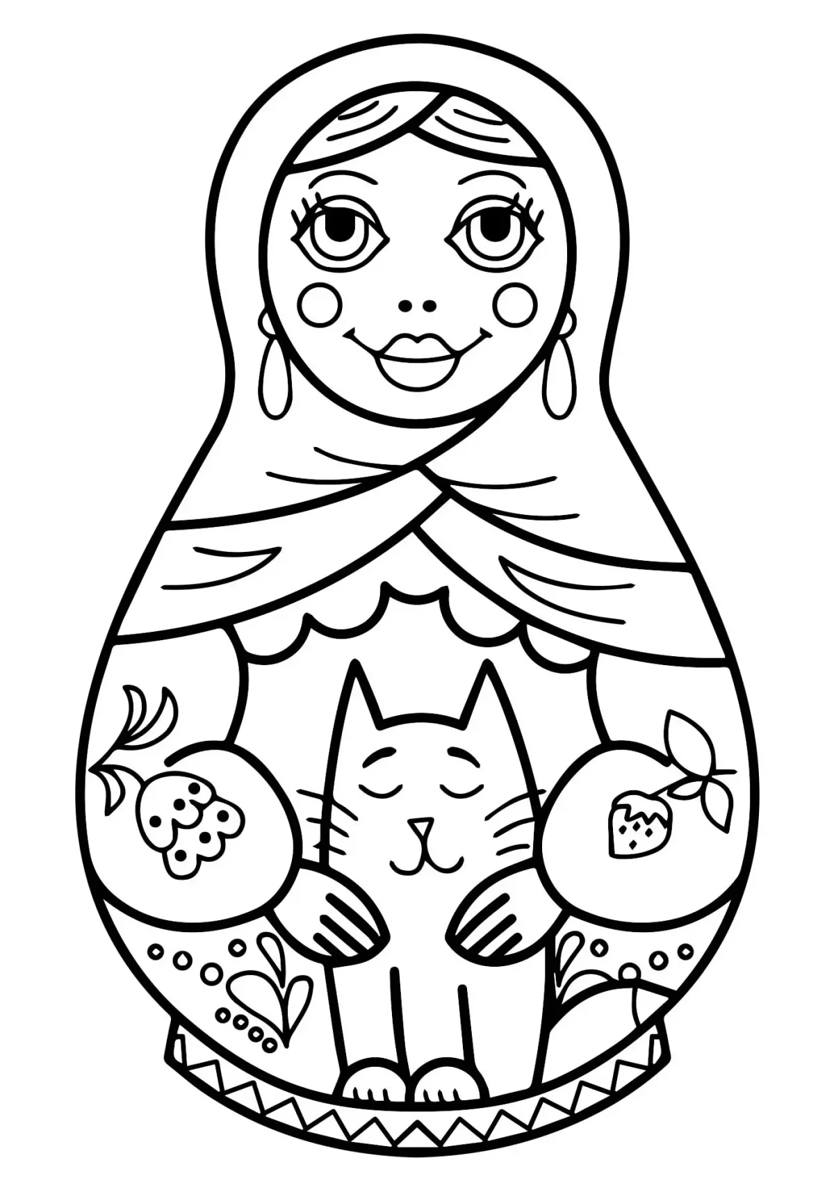Матрешка раскраска для детей