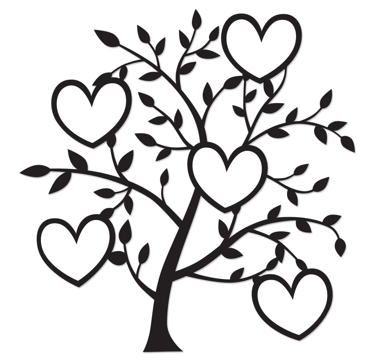 Дерево сердце черно белое