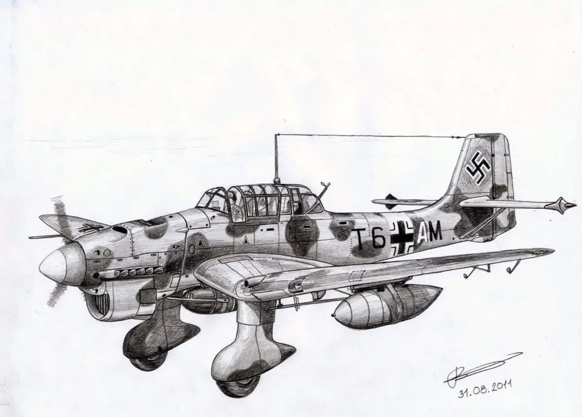 Раскраска самолёт Юнкерс 87