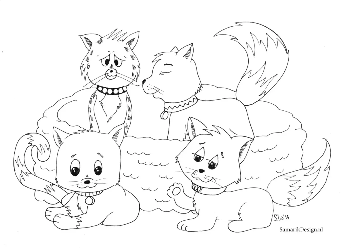 Раскраски для девочек кошки