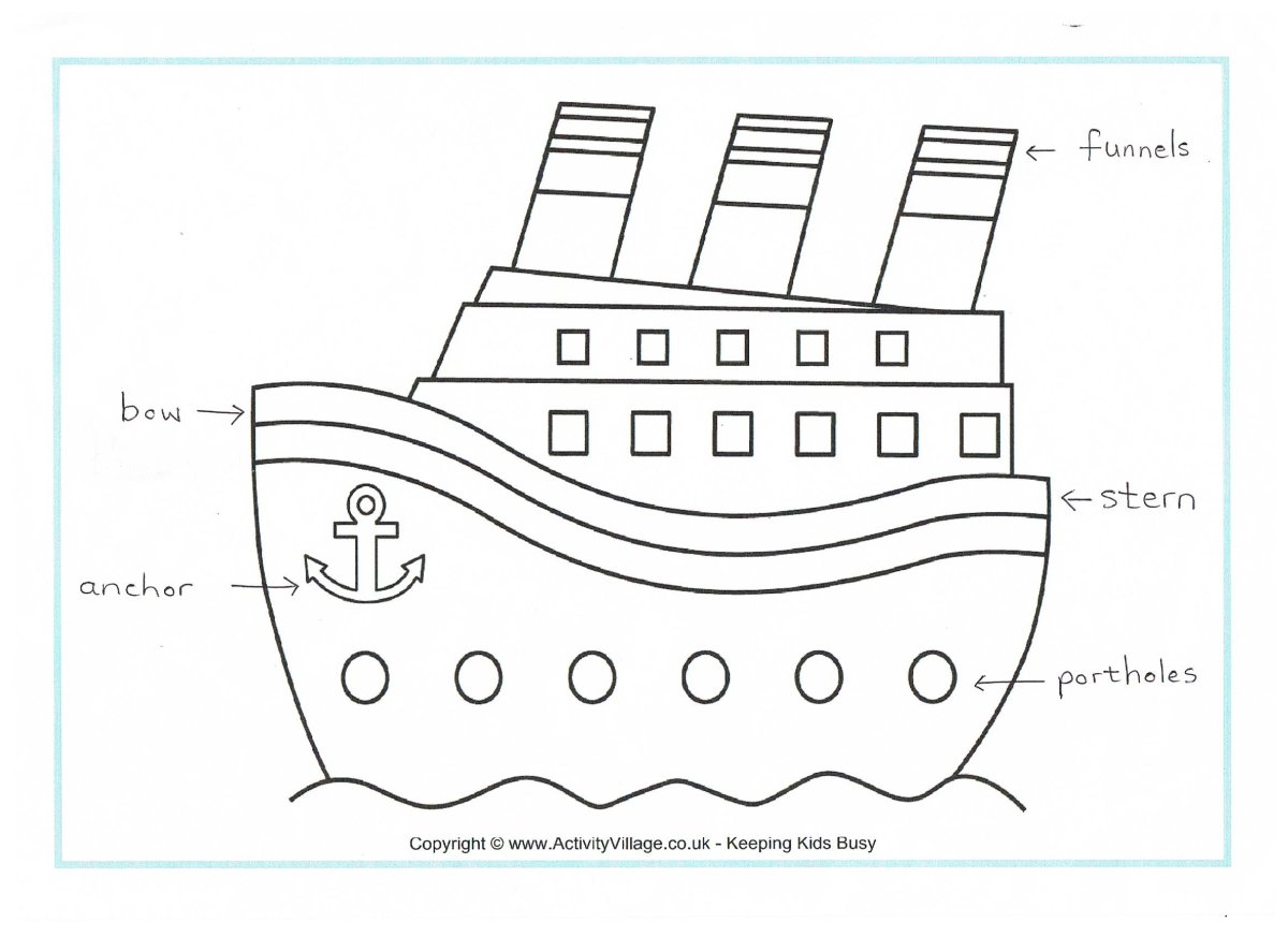 Корабль сбоку круизный черно белый пароход