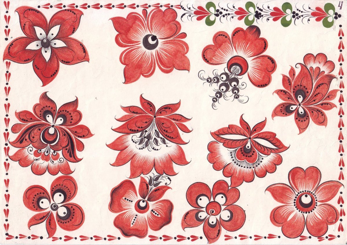 Элемент хохломской росписи завиток