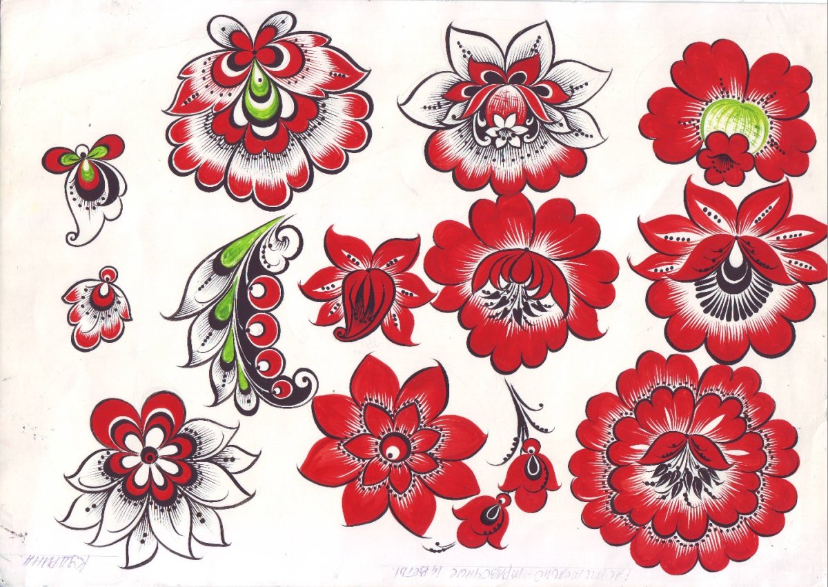 Хохломская роспись элементы узора