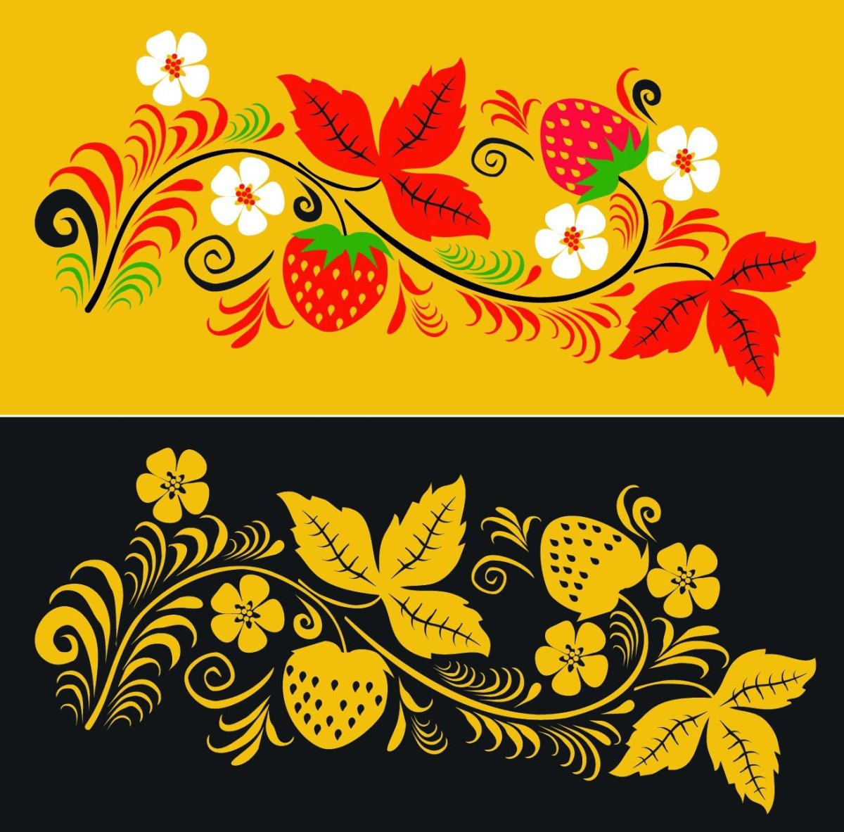 Золотая Хохлома вектор