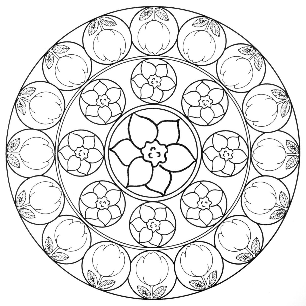 Мандала круглая для раскрашивания