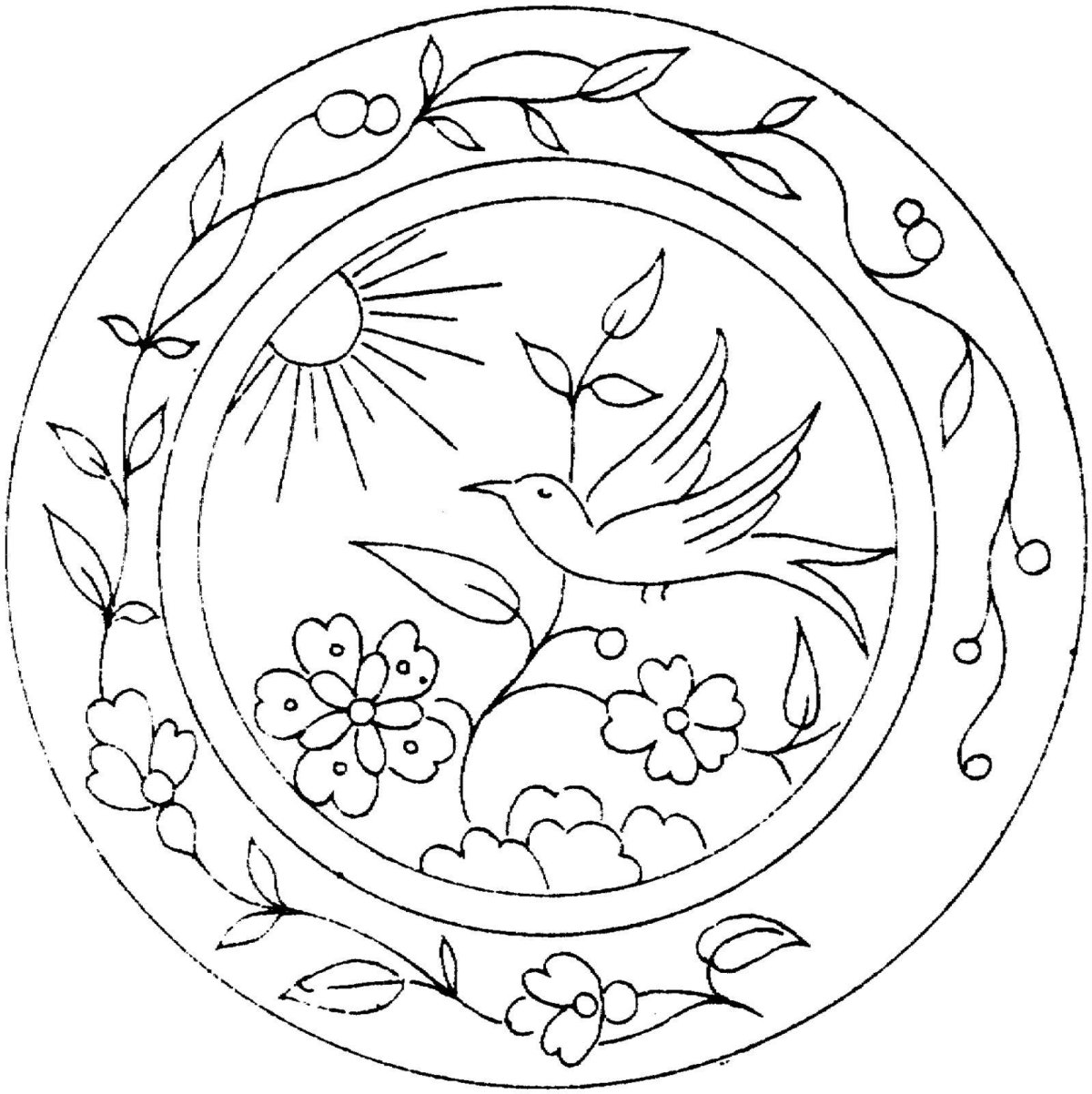 Раскраска декоративная тарелка