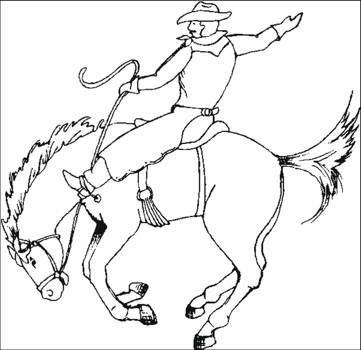 Раскраска ковбой на лошади