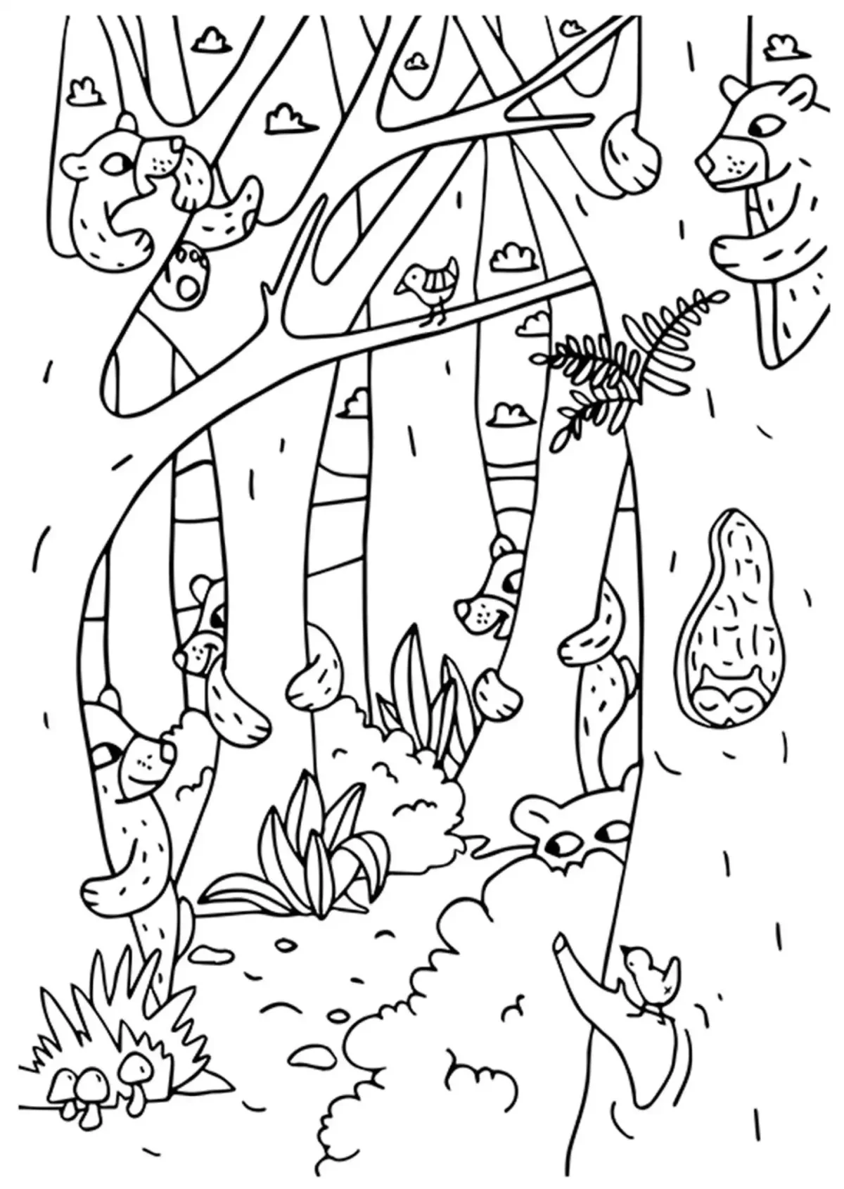 В лесу. Раскраска