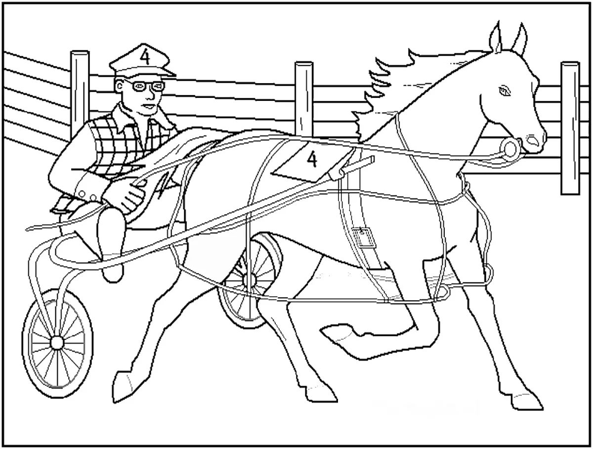 Раскраски лошадей с амуницией