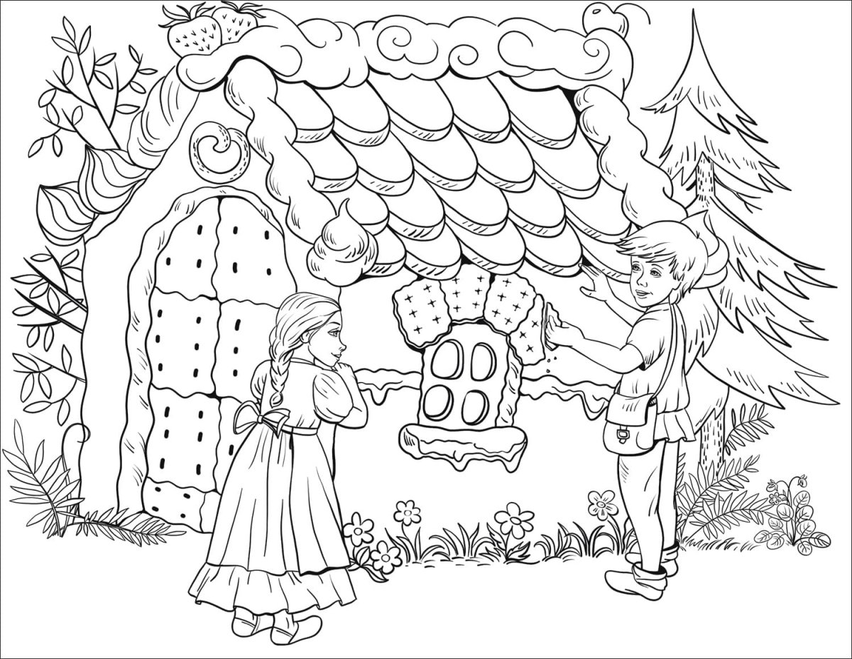 Сказочный домик раскраска