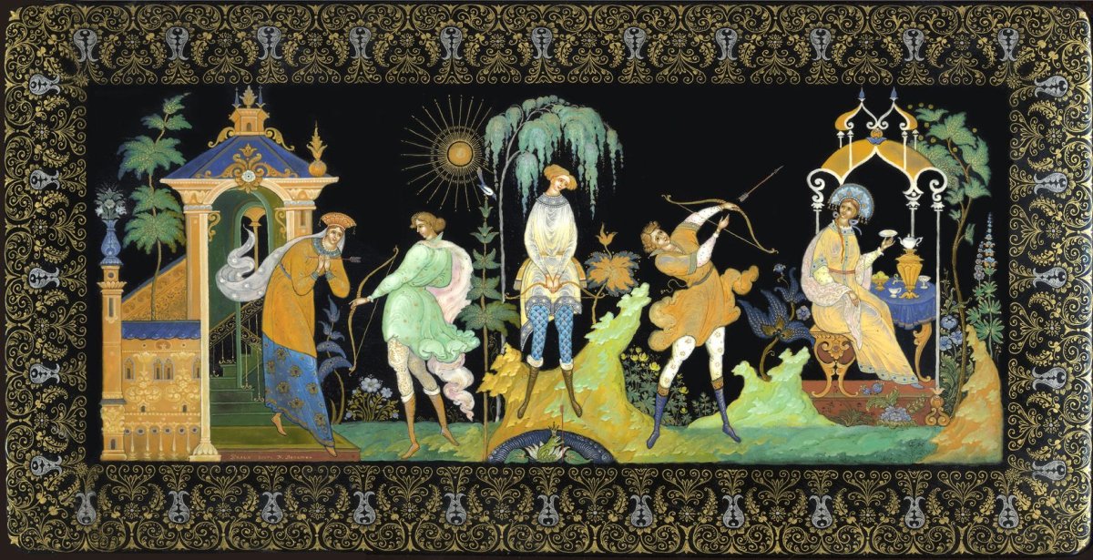 Палехская шкатулка Лукоморье