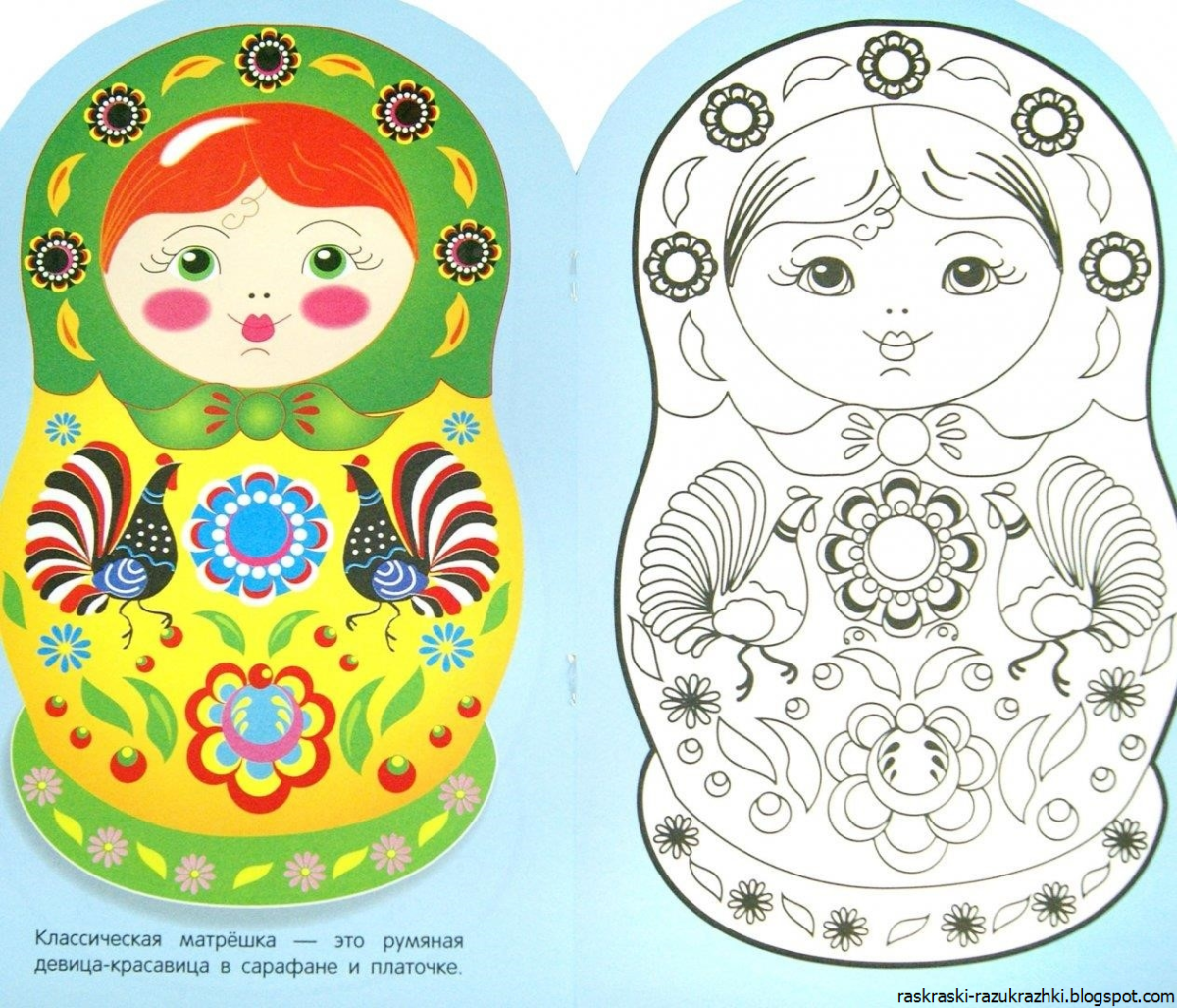 Сергиево-Посадская Матрешка раскраска