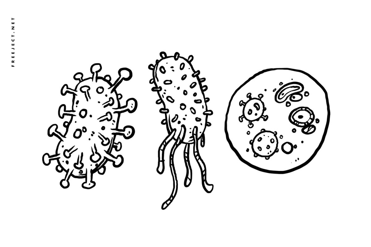 Раскраска вирусы и микробы для детей
