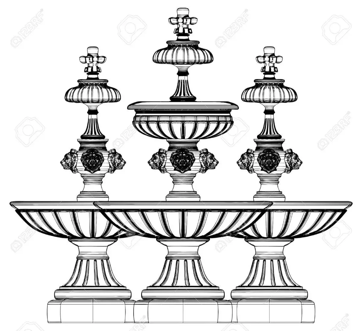 Эскиз фонтана в стиле Барокко