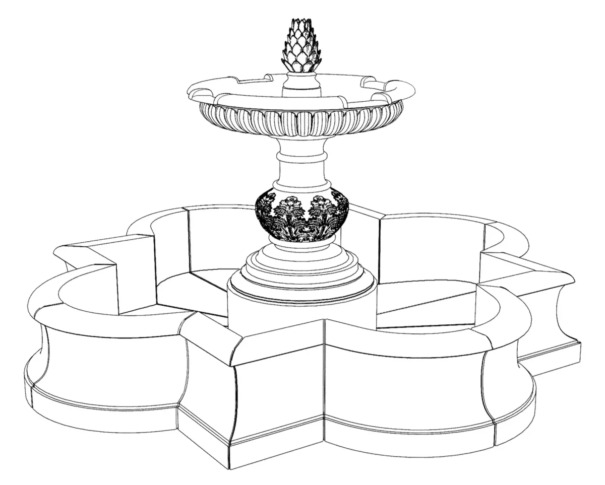 Фонтан карандашом