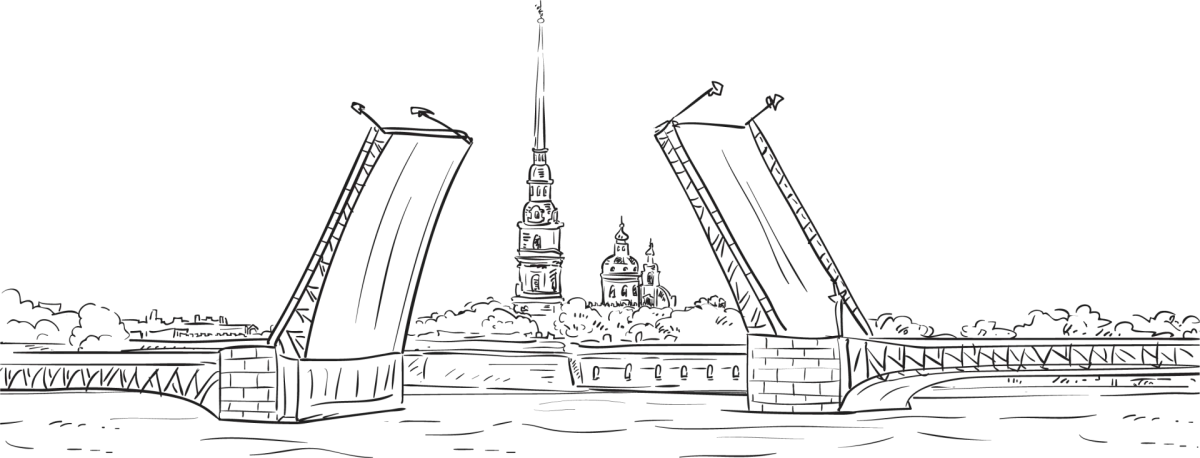 Дворцовый разводной мост в Санкт-Петербурге рисунок