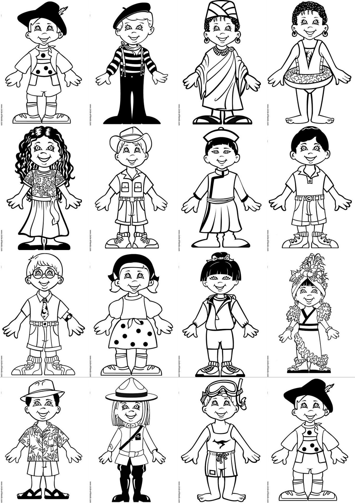 Дети разных народов раскраска