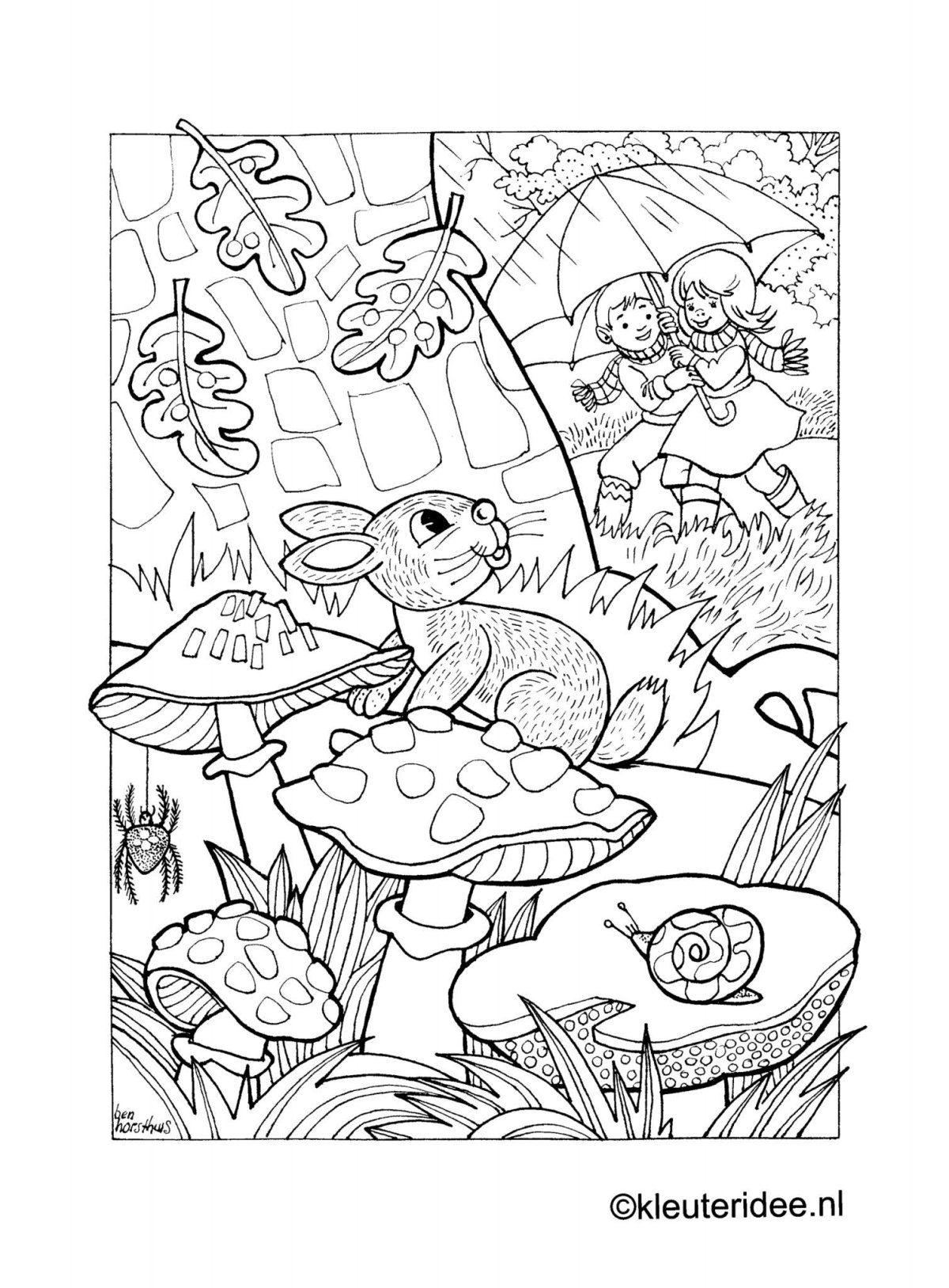 Разукрашки Дикие животные леса осенью