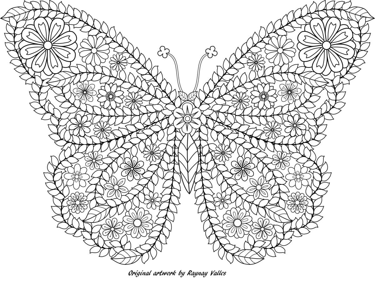 Раскраски арт терапия бабочка