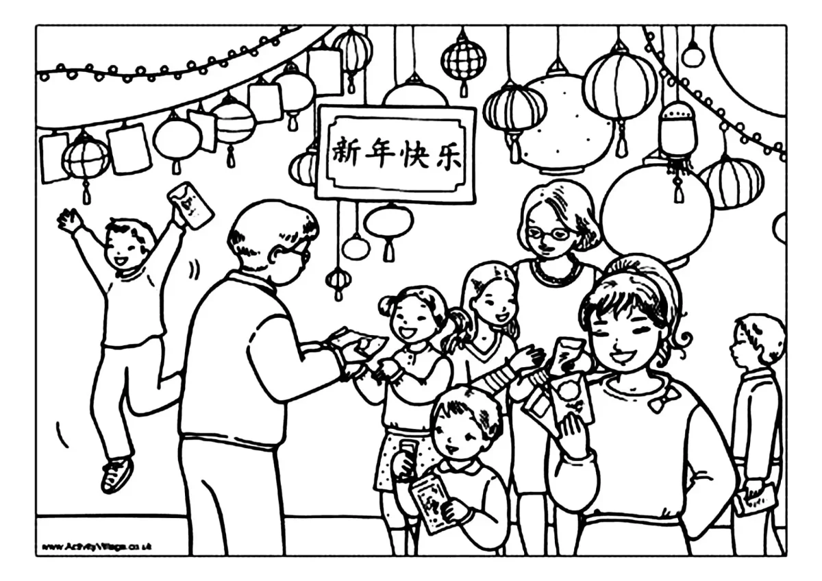 Китайский новый год раскраска