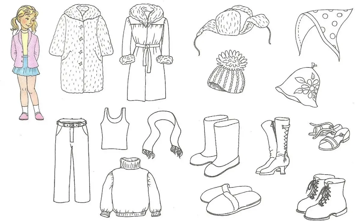 Летняя одежда раскраска