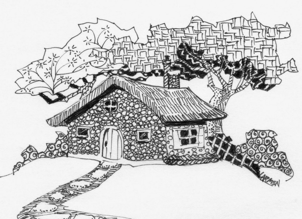 Раскраска Хэллоуин дом