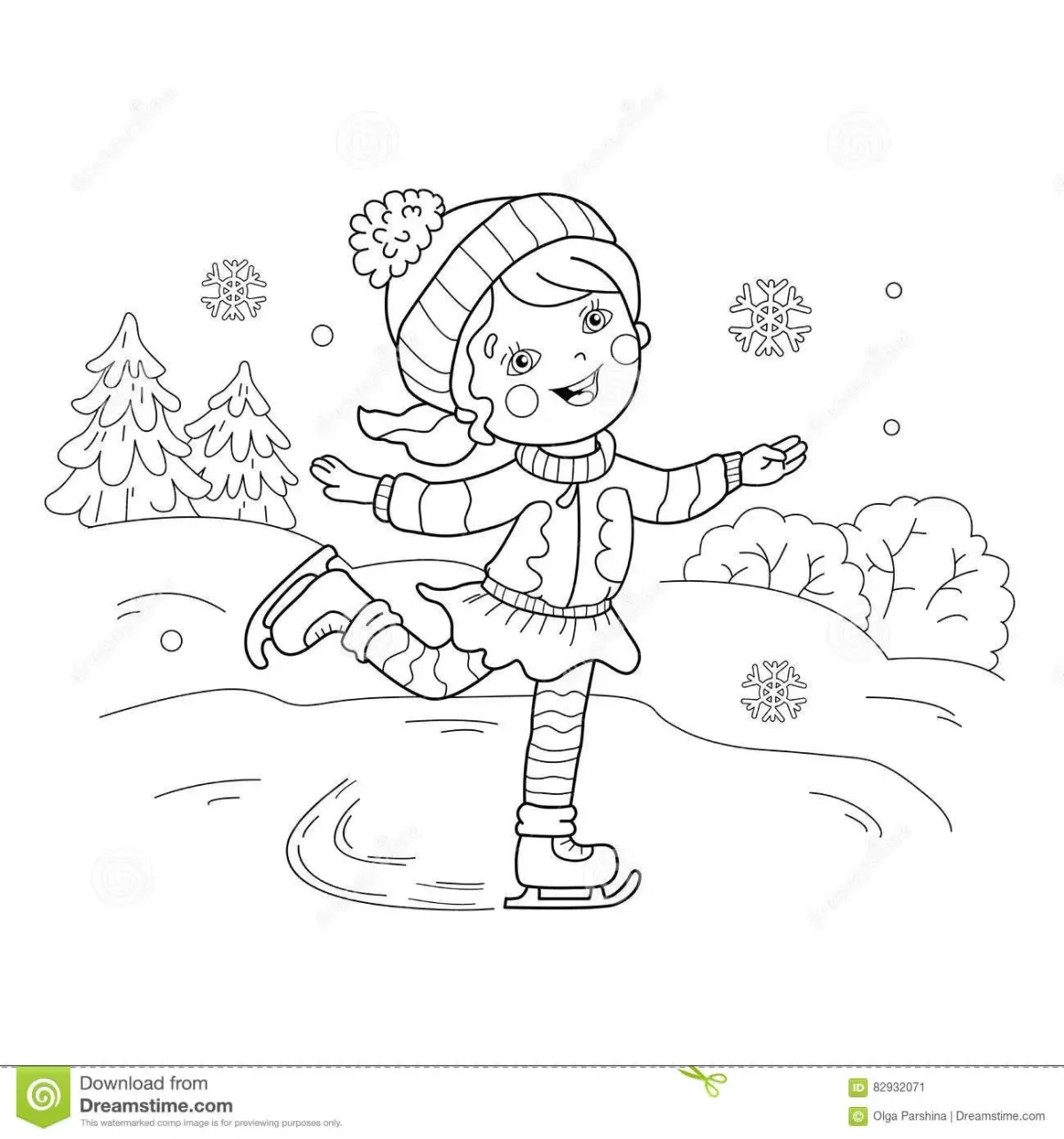 Раскраска для девочек фигуристка
