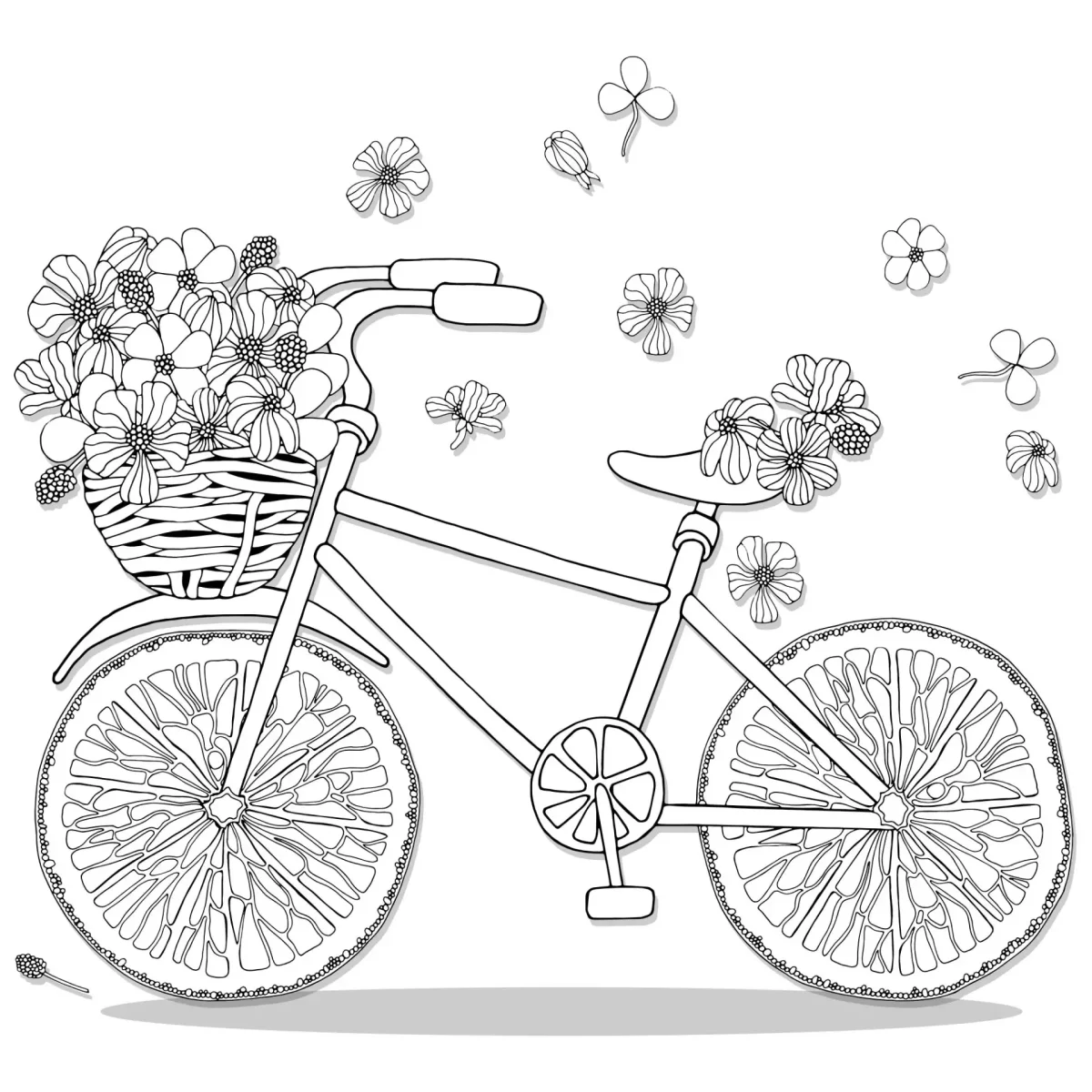 Велосипед с цветами трафарет