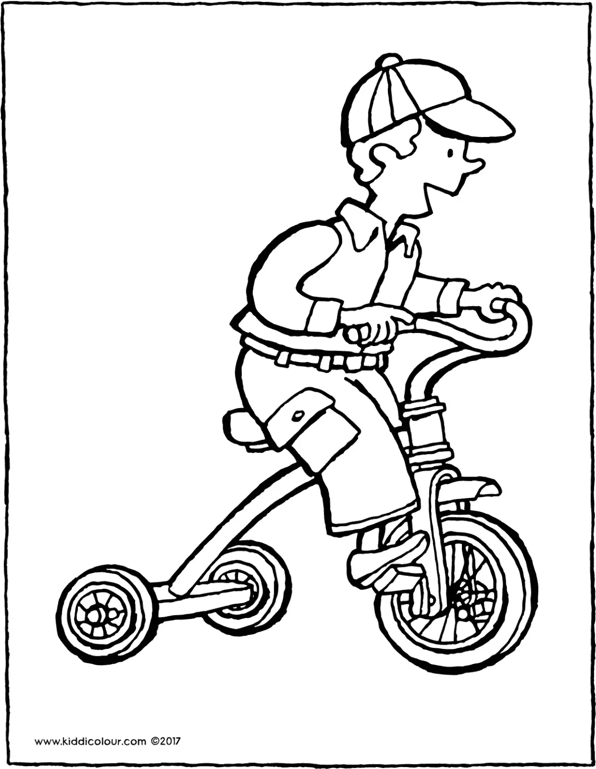 Раскраска трехколесный велосипед