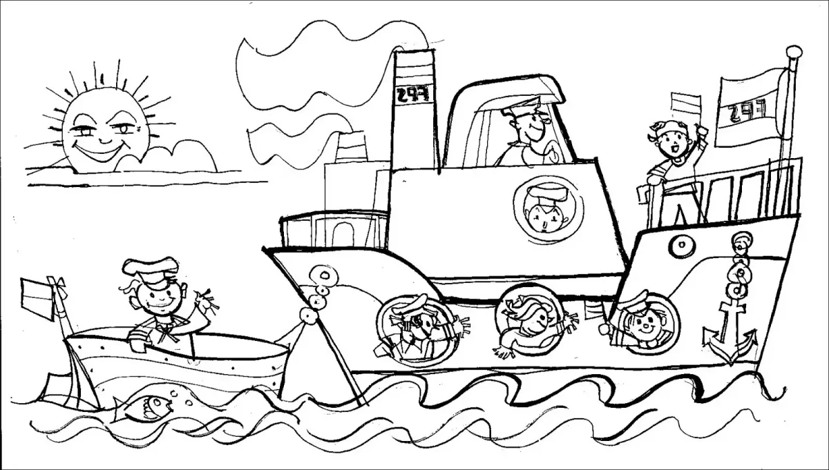 Раскраска моряк распечатать