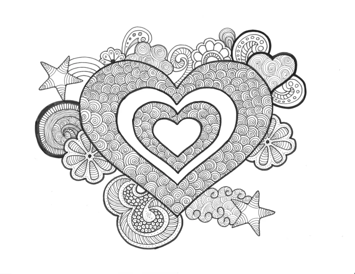 Раскраска антистресс сердечко