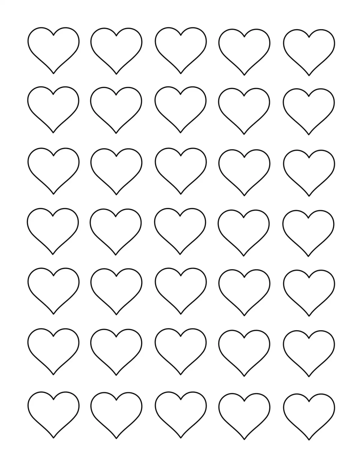 Сердечки много на одном листе