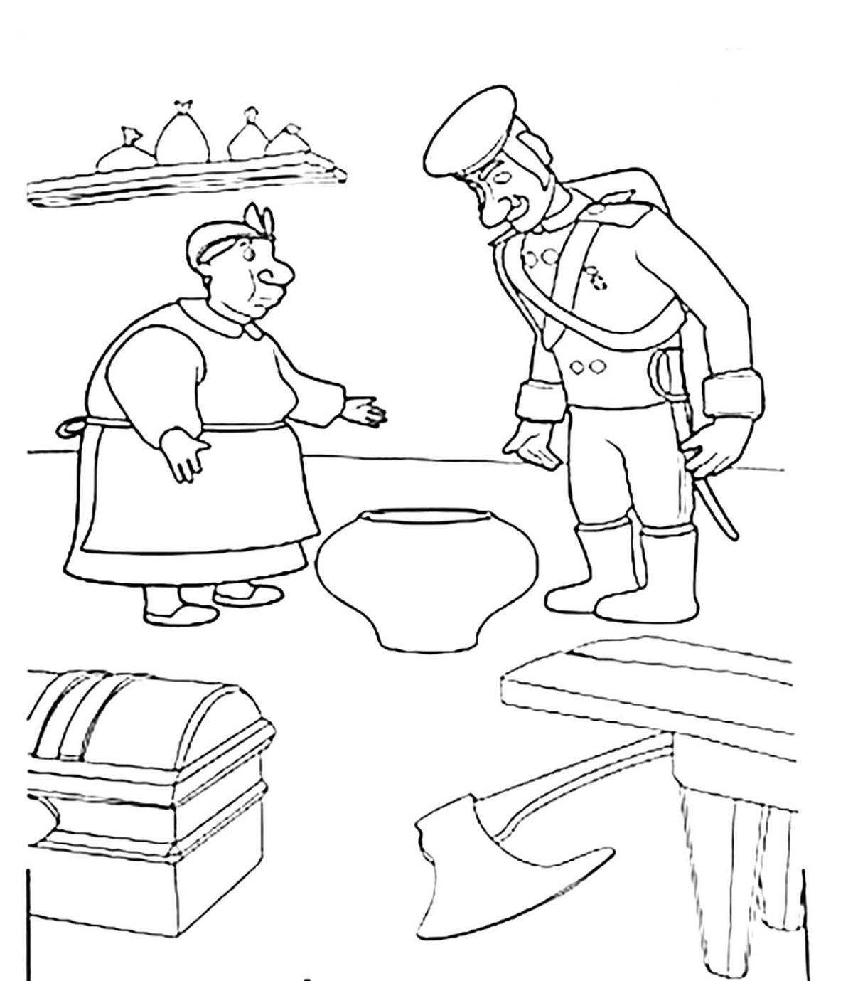 Раскраска по сказке огниво