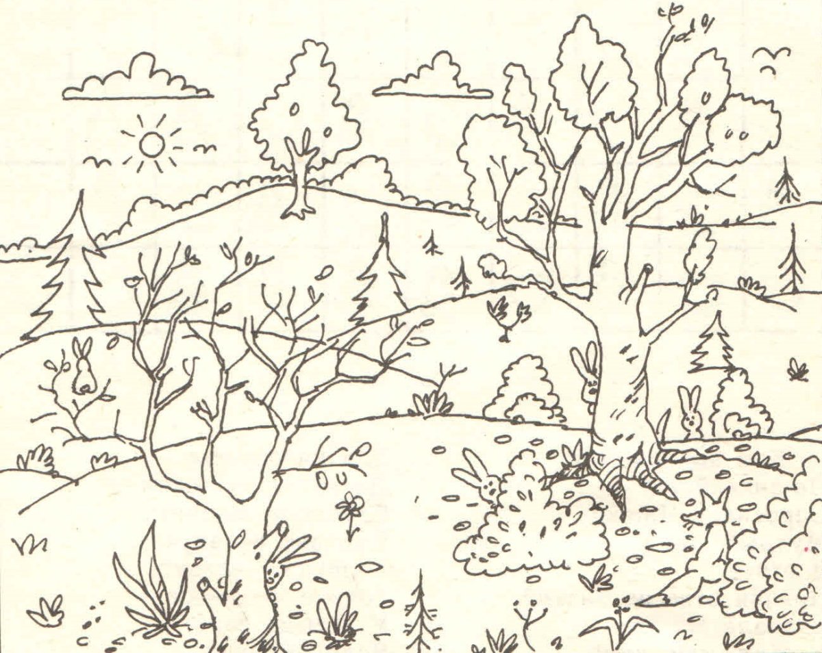 Животные спрятались в лесу