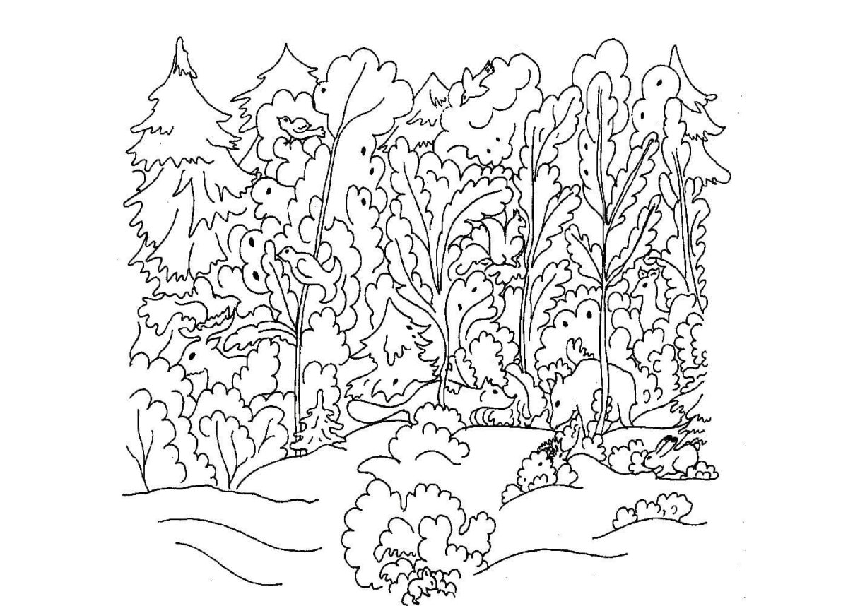 Лес карандашом