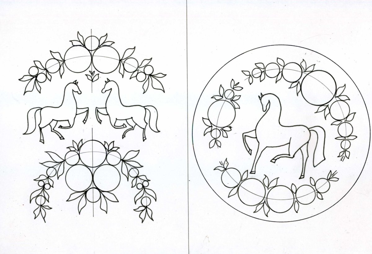 Композиционные схемы Городецкой росписи