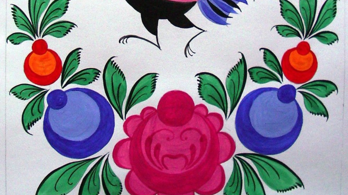 Городецкая роспись узор в полосе