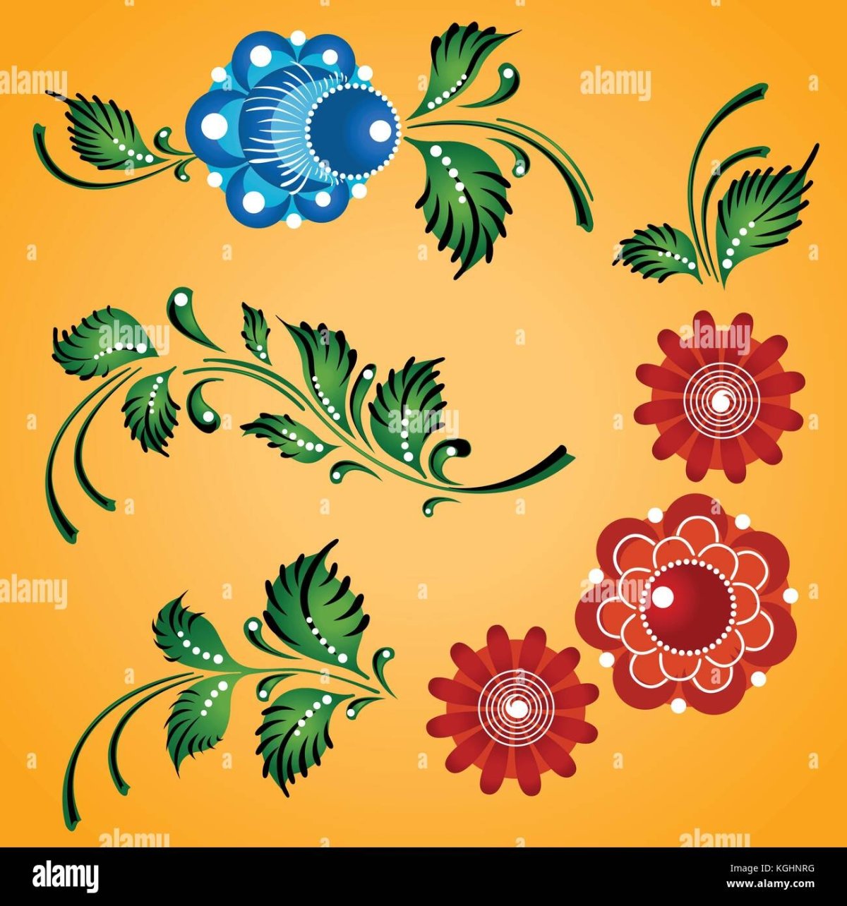 Городецкая роспись орнамент в полосе