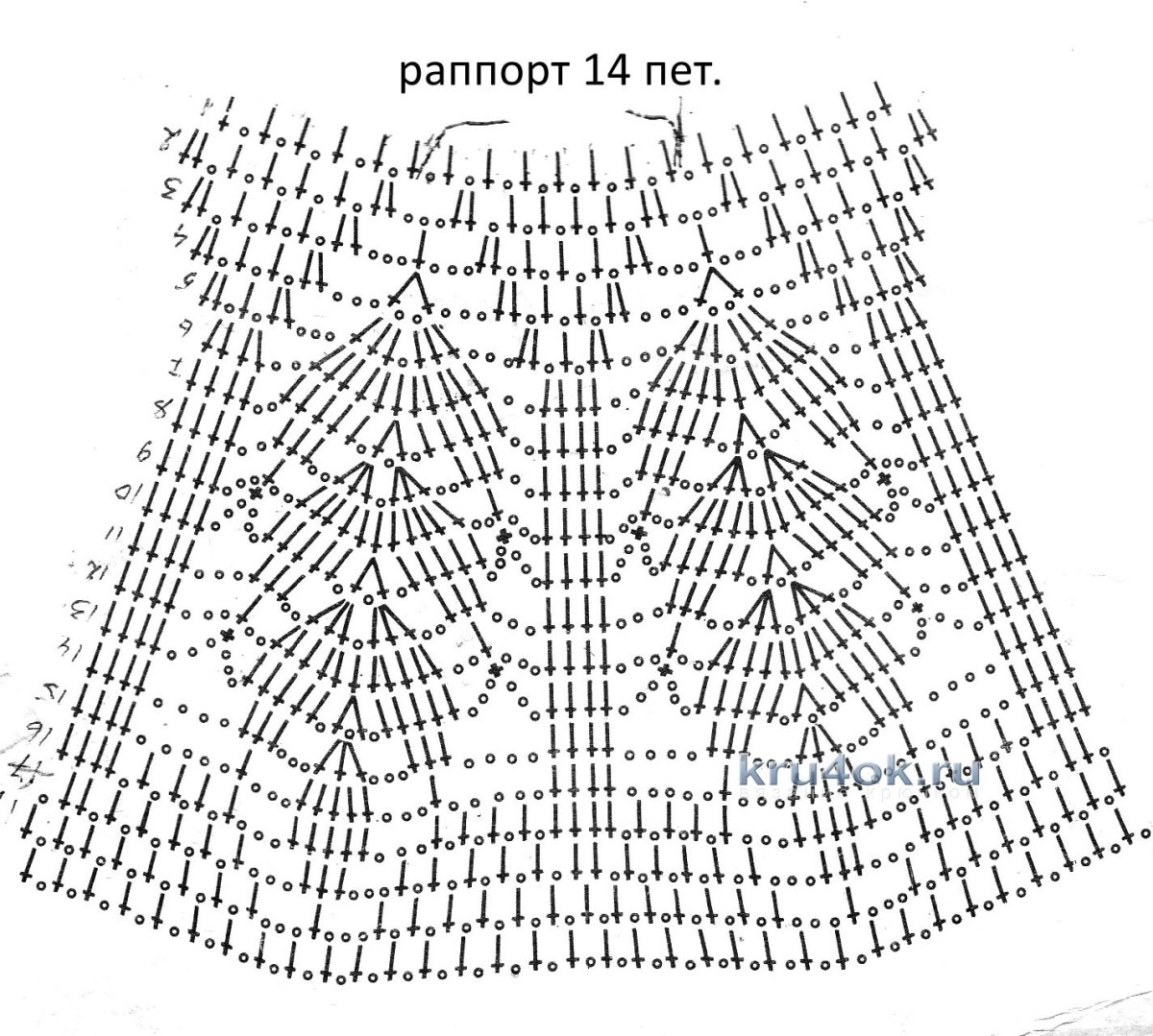 Ажурные узоры крючком со схемами кокетка