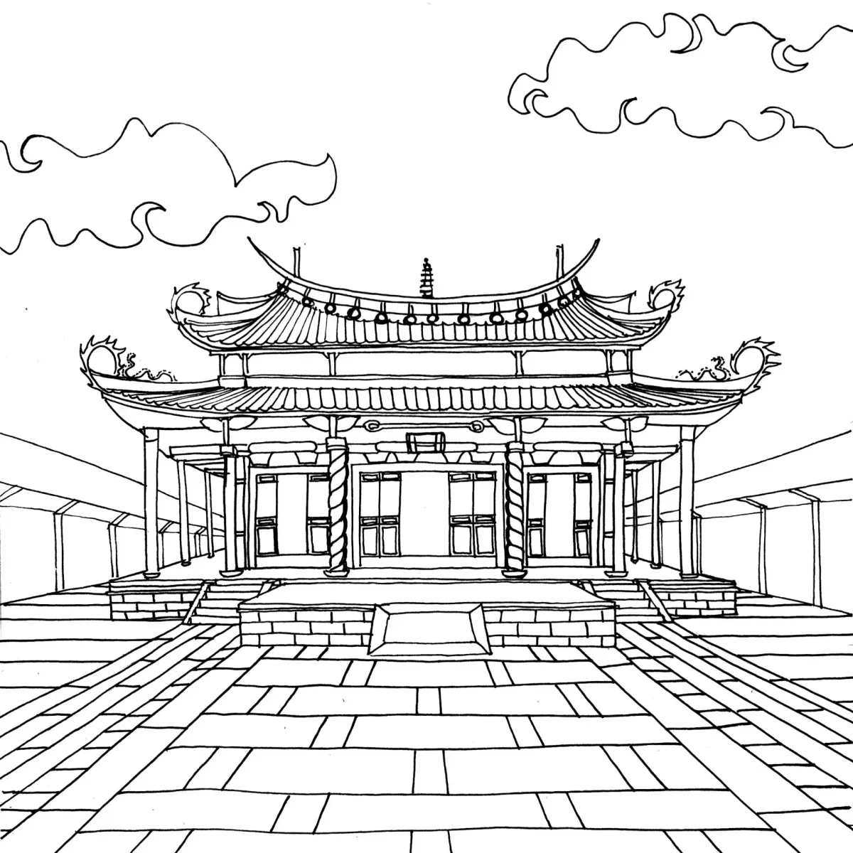 Храм Хигаси Япония контур