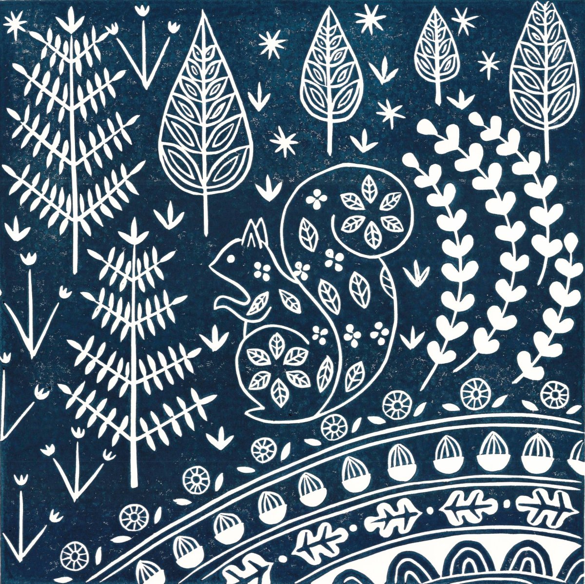 Скандинавский узор линогравюра