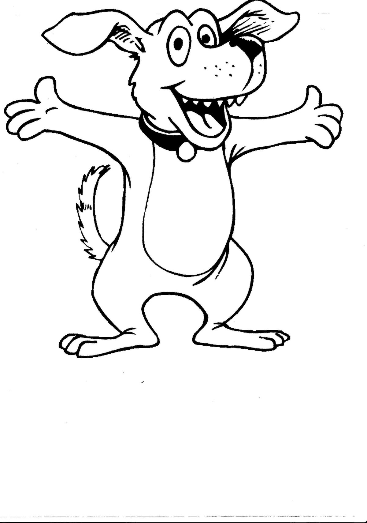 Раскраска собака на задних лапах