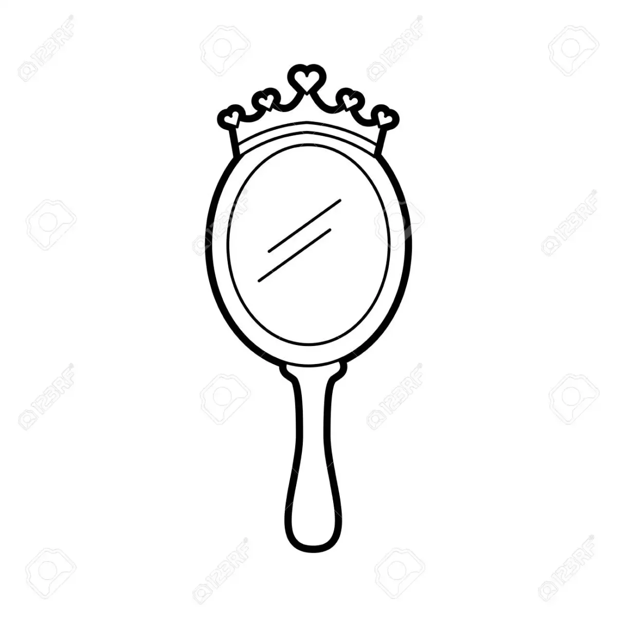 Раскраска зеркальце с ручкой