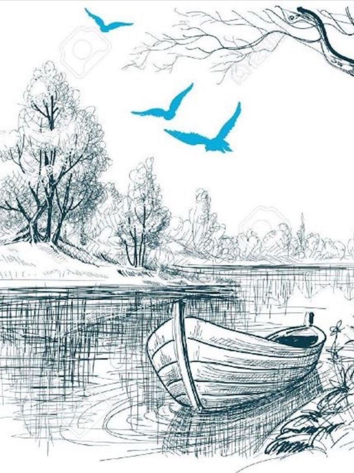 Пейзаж карандашом