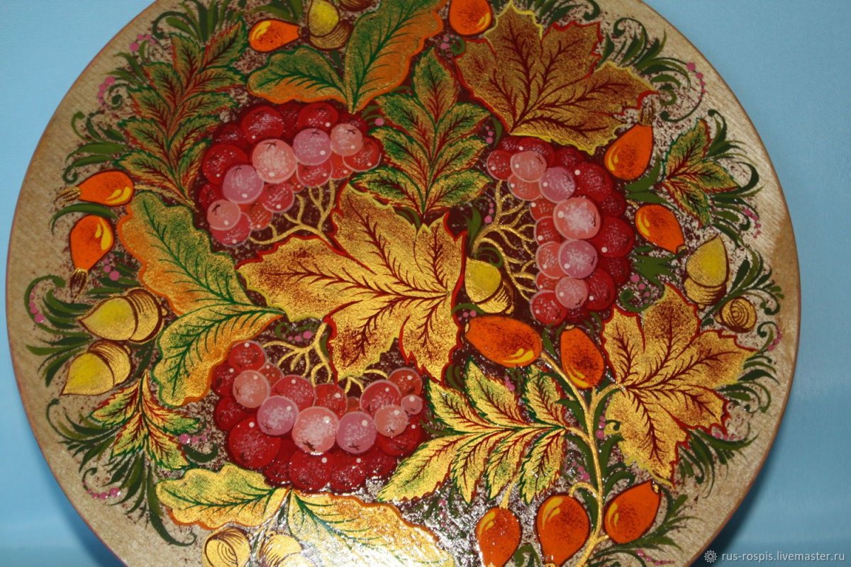 Тарелочка Петриковская роспись Цветочная