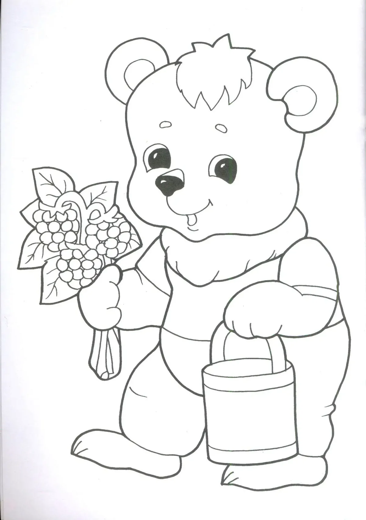 Раскраска медведь с ягодами