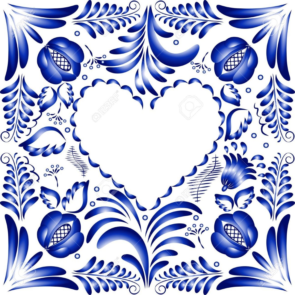 Фоторамка в стиле Гжель