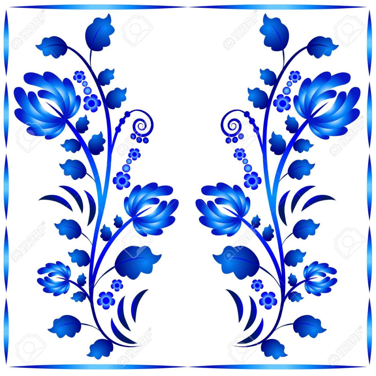 Гжель орнамент в полосе